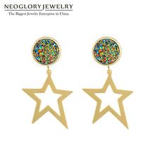 Neoglory Colorful Fashion Star Earrings For women High Quality Golden Color Ear Accessory 2020 New Hot Brand Gift Dropshipping 2024 - buy cheap