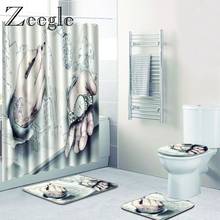 Zeegle-Juego de inodoro antideslizante, Alfombra de pie absorbente, cubierta de asiento de inodoro suave de franela, lavable, 4 piezas, juego de alfombrilla de baño 2024 - compra barato