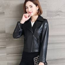 Spring Women 100% Real Leather Jacket Slim Fit Short Biker Coat Windproof Outwear Zipper Office Ladies Casual Leather Jackets 2024 - buy cheap