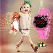 Pulseira de silicone com relógio digital de gatinho, led, para meninas, crianças, fashion, casual, estudante, relógio de pulso digital, imperdível 2024 - compre barato