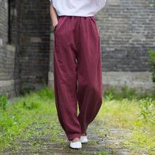 Johnature-pantalones bombachos de cintura elástica para mujer, pantalón holgado, cómodo y combinable con todo, Color sólido, 2021 2024 - compra barato