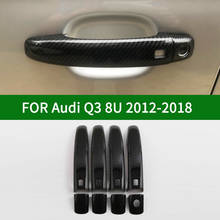 Para Audi Q3 8U 2012-2018 fibra de carbono patrón mango de la puerta de coche cubre, ajuste sin llave, 2013, 2014, 2015, 2016, 2017 2024 - compra barato