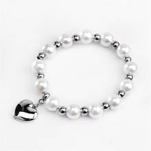 2020 Chile 200mm Fashion Jewelry Shell Pearl Beads Bracelets Stainless Steel Heart Charm For Women Girls Cheap Gifts 2024 - buy cheap