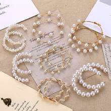 EN Elegant White Pearl Earrings For Women Lover Geometric Gold Color Round  Drop Dangle Earring Korean Statement Jewelry 2024 - buy cheap