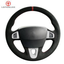 LQTENLEO-cubierta para volante de coche, protector de ante negro para Renault Fluence (ZE) 2008-2016 Megane, Samsung SM3 2009 2010 2011 2012-2014 2024 - compra barato