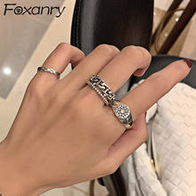 Foxanry anel de prata esterlina 925, anel vintage punk feminino simples de duas camadas geométrico tailandês joias de festa para presente 2024 - compre barato