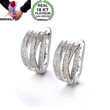 Hxomzj brincos para meninas, brincos modernos para festa em casamento, geométricos, zircônio aaa, 18k, ouro branco, ea464 2024 - compre barato