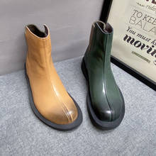 Botas de cuero auténtico para primavera y otoño, botas de suela gruesa Retro, botines Martin de tubo corto, de moda, Chelsea 2024 - compra barato