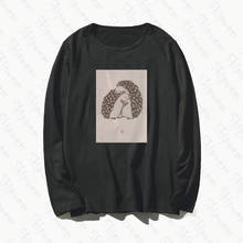 Kawaii Hedgehog Hug женская футболка Kawaii эстетический винтажный Готический корейский стиль размера плюс с длинным рукавом Хлопок футболки уличная одежда 2024 - купить недорого