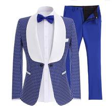 Terno casual masculino slim fit, 2 peças, baile, férias, smoking, azul royal, terno sólido, grooms para casamento (blazer + calça) 2024 - compre barato
