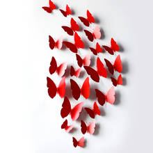 12 pçs diy arte design vermelho 3d pvc adesivo de parede borboleta com ímã geladeira decalques decoração da sua casa quarto vermelho decorações de casamento 2024 - compre barato