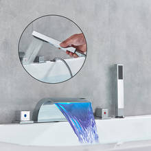 Chrome LED Bathtub Faucet Deck Mounted Bath Shower 5Pcs/Set ABS HandShower Basin Mixer Tap Widespread Tub Sink Faucet 2024 - buy cheap