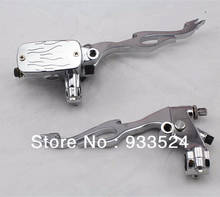 Pair 7/8" 22mm Chrome Handlebar Hand Control Reservoir Brake Clutch Levers For Honda Yamaha Kawasaki Suzuki KTN Flame Custom 2024 - buy cheap