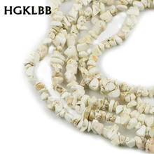 Hgklbb pedras naturais, turquesa de pipoca branca, chips de cascalho irregular, contas para fazer joias, colar de pulseiras diy 86cm 2024 - compre barato