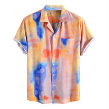Mens Tie Dye Shirt Summer Short Sleeve Loose Fashion Multicolor Printing Casual Shirts 2024 - buy cheap