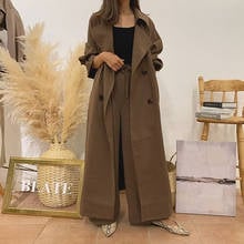 Conjunto de casaco trench coat feminino, duas peças, calças compridas, calças pernas largas, para escritório, 2021 2024 - compre barato