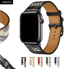 URVOI повторяющийся Печатный одиночный Тур ремешок для Apple Watch серии 5/4 3/2/1 Свифт кожаный ремешок для iWatch наручные ручной работы 2020 2024 - купить недорого