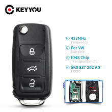 KEYYOU Flip Folding Remote Car Key Fob For Volkswagen VW Tiguan GOLF PASSAT Polo Jetta Beetle Hella 434MHz ID48 Chip 5K0837202AD 2024 - buy cheap