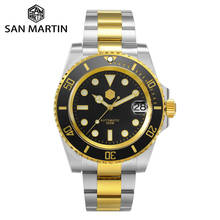 San Martin-Reloj de buceo NH35 para hombre, cronógrafo mecánico automático con bisel de cerámica, zafiro de lujo, 120 clics, con fecha luminosa, 20Bar, SN017 2024 - compra barato