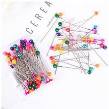 100pcs/box Colorful Round Pearl Head Needles Stitch Straight Push Sewing Pins For Dressmaking DIY Sewing Tools Positioning 2024 - buy cheap