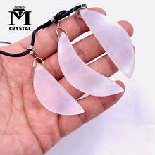 Moon Shape Natural Selenite Gypsum Pendants Quartz Stone Healing Gemstone Divination Spiritual Meditation Jewelry Necklace 2024 - buy cheap