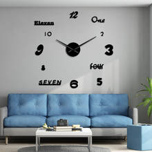 DIY гигантские современные настенные часы Horloge 3D DIY акриловые зеркальные наклейки украшение дома гостиная кварцевые большие стрелки часы 2024 - купить недорого