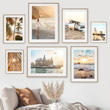 Sea Waves Beach Palm Tree Leaf Reed Boat Wall Art Canvas Painting Nordic Posters And Prints Wall Pictures For Living Room Decor 2024 - buy cheap