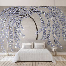 Custom Purple Flower Big Tree 3D Photo Mural Wallpaper Living Room Bedroom Background Wall Decor 3D Non-woven Embossed Wallpaper 2024 - buy cheap