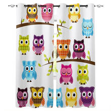 Cartoon Owl Animals Window Treatments Curtains Valance Curtain Lights Bathroom Bedroom Outdoor Floral Indoor Fabric Decor 2024 - buy cheap