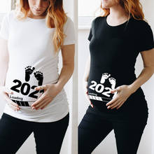 Для загрузки 2021 печатных беременных Футболка для беременных с коротким рукавом Футболка объявление беременности рубашка Новые футболки для мамы, футболки, детская одежда 2024 - купить недорого