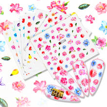 WUF 1 шт. розовый цветок наклейки для ногтей водные листья слайдеры бумага для дизайна ногтей Декор Гель-лак наклейка для маникюра Фольга 2024 - купить недорого
