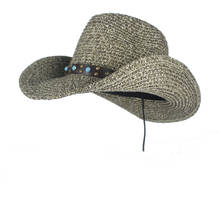 Sombrero de paja de vaquero occidental para Hombre y mujer, Sombrero de paja hueco, para playa, Jazz 2024 - compra barato