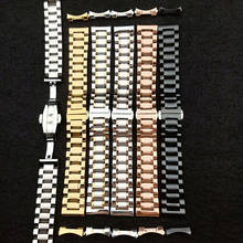 Correa de acero inoxidable para reloj, pulsera de Metal de 13mm, 14mm, 16mm, 18mm, 20mm, 22mm y 24mm, color negro, plata, oro rosa 2024 - compra barato