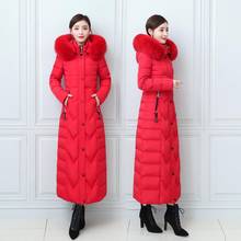 4XL fashion 125cm X-long real fox fur down coat female thicker warm Down Jacket big real fox fur collar hooded Parkas F2212 2024 - buy cheap