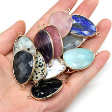 Wholesale Natural Stone Agates Pendants Faceted Crystal Connector Charms for Jewelry Making DIY Bracelet Necklace Accessories 2024 - buy cheap