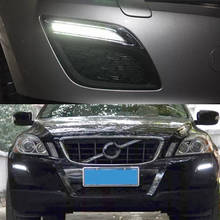 Carro piscando à prova d12 água 12v led carro drl luzes diurnas nevoeiro lâmpada com escurecimento estilo relé para volvo xc60 2011 2012 2013 2024 - compre barato