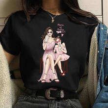 Camiseta de verão feminina, nova, estampa momlife, camiseta feminina harajuku, tops, casual, de manga curta, camisetas, mãe, preta, tops 2024 - compre barato