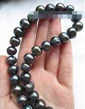 18 "10-11 мм AAA ЮЖНОГО МОРЯ натуральный черный жемчужное ожерелье из 14-каратного золота с застежкой 2024 - купить недорого