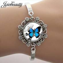 JOINBEAUTY Beautiful Colour Blue Butterfly Photo Lace Bracelet Handmade 15mm Glass Cabochon Dome Charm Women Bangle Jewelry B153 2024 - buy cheap