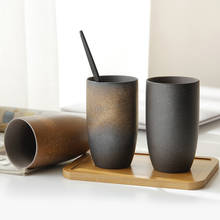 Caneca casal de cerâmica artesanal estilo japonês, caneca para café, suco, cerâmica grossa, para o café da manhã, copo criativo para escritório 2024 - compre barato