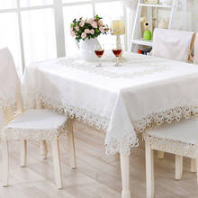 Toalha de mesa branca de luxo, em jacquard, para decoração de casamento e casa, tecido bordado com renda, capa redonda 2024 - compre barato