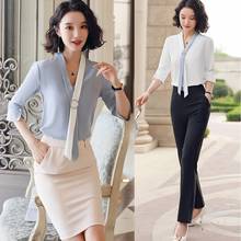 New 2020 Summer Fashion Women Blouses Half Sleeve Tops Office Ladies 2 Piece Pant / Skirt and Blouse Sets 2024 - buy cheap