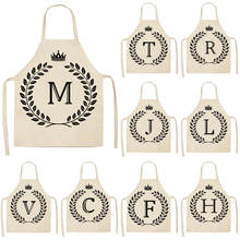 1Pcs Simple Crown Letter Printed Kitchen Apron for Woman Man Cotton Linen Aprons For Cooking Home Cleaning Tools WQTF16 2024 - buy cheap