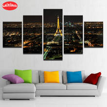 5D DIY Diamond Embroidery Paris tower city architecture night view Full Kits Diamond Painting Cross Stitch Decor For Home5 PCS 2024 - buy cheap