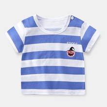 Kids T Shirts Summer Boys Girls Short Sleeve Blue Stripe Baby Toddler Children Cotton Tops Tees Baby Clothes New 2021 Clothing 2024 - buy cheap