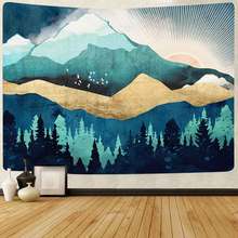 Simsant-tapiz de montaña con Árbol de bosque, arte de paisaje natural, tapices colgantes de pared para sala de estar, decoración del hogar, pancarta 2024 - compra barato