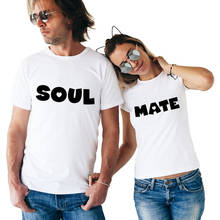 Забавные совпадения с буквенным принтом на свадьбу футболка пара футболка Юбилей подарочные футболки для медового месяца Soulmates футболка парные футболки 2024 - купить недорого