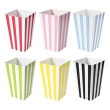 12pcs Colorful Chevron Paper Popcorn Boxes Pop Corn Favor Bags for Candy Food Wedding Decor Christmas Birthday Party Supplies 2024 - buy cheap