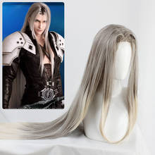 Ff 7 vii rímel longo liso e resistente ao calor, fantasia de cabelo sintético, revestido de halloween, carnaval + peruca grátis 2024 - compre barato