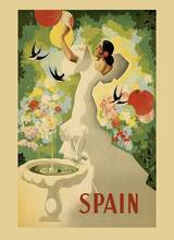 Spini España Gorriones Madrid señora Flamenco baile Vintage seda póster pared pegatina decoración regalo 2024 - compra barato